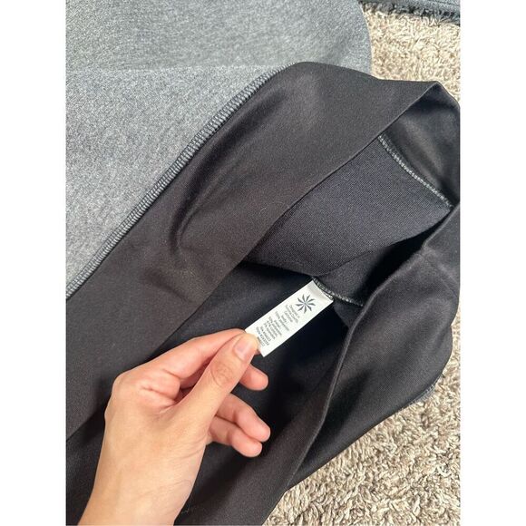 Athleta Fuse Sweatshirt Scuba Neoprene Black/Gray Color Block Pull Over XL - Picture 5 of 8